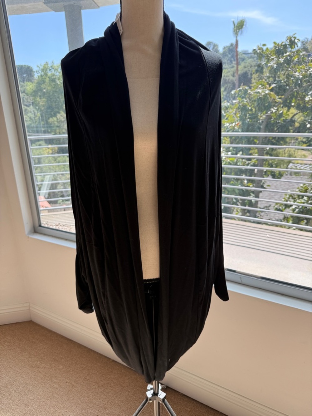 Babaton by Aritzia Black Open Front Drape Cardigan Wrap Size M/L